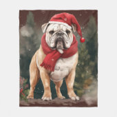 Couverture Polaire Bulldog à Noël de neige (Devant)
