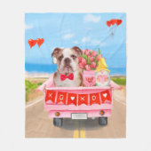 Couverture Polaire Bulldog anglais Saint-Valentin Coeurs de camion (Devant)