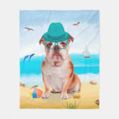 Couverture Polaire Bulldog anglais sur la plage (Devant)