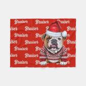 Couverture Polaire Bulldog avec nom Motif Noël (Devant (Horizontal))