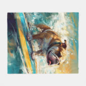 Couverture Polaire Bulldog Beach Surf Peinture (Devant (Horizontal))