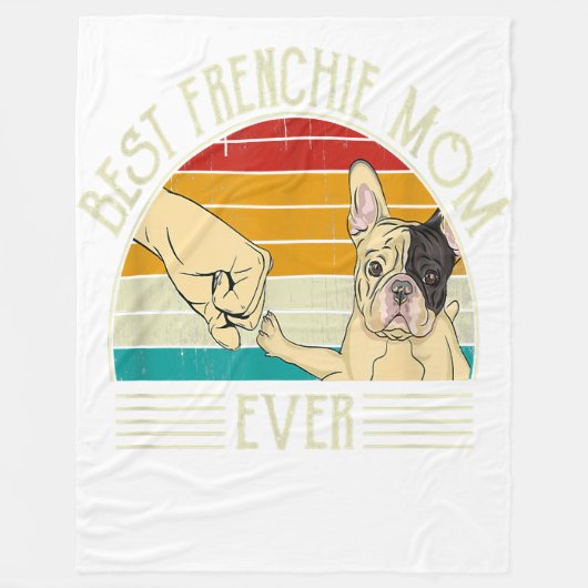 Couverture Polaire Bulldog cadeau Fleece Blanche (Devant)