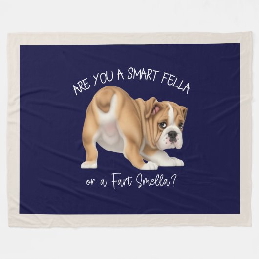 Couverture Polaire Bulldog Chiot Smart Fella Fart Smella Dark (Devant (Horizontal))