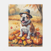 Couverture Polaire Bulldog En Automne Laisse L'Art Thanksgiving (Devant)