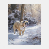Couverture Polaire Bulldog Qu'Il Neige Noël Brossé (Devant)