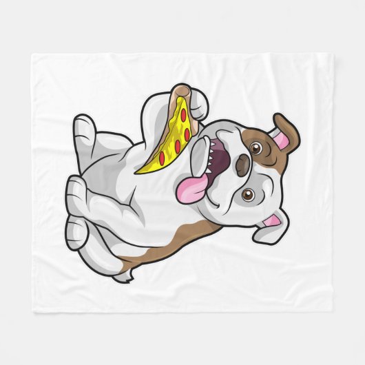 Couverture Polaire Bulldog with Piece of Pizza (Devant (Horizontal))