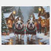 Couverture Polaire Bulldogs Christmas Snow Holiday (Devant (Horizontal))