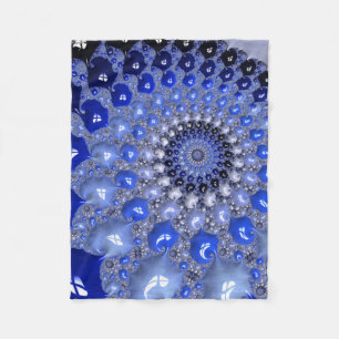 Couverture Polaire Bulles fractales Ombre Bleu Abstrait