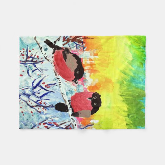 Couverture Polaire Bullfinch Birds (Devant (Horizontal))