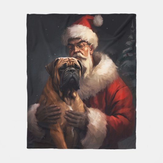 Couverture Polaire Bullmastiff avec Noël Festif du Père Noël (Devant)