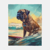 Couverture Polaire Bullmastiff Beach Surfing Peinture (Devant)