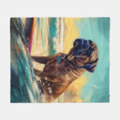 Couverture Polaire Bullmastiff Beach Surfing Peinture (Devant (Horizontal))