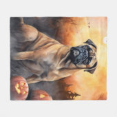 Couverture Polaire Bullmastiff d'Halloween avec la peur Citrouille (Devant (Horizontal))
