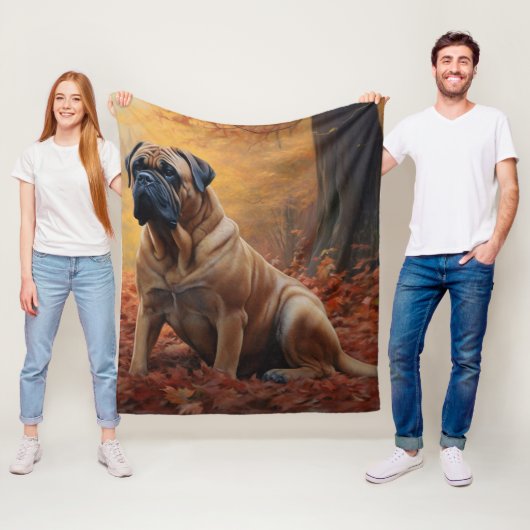 Couverture Polaire Bullmastiff en automne Feuilles automne Inspire (En situation)