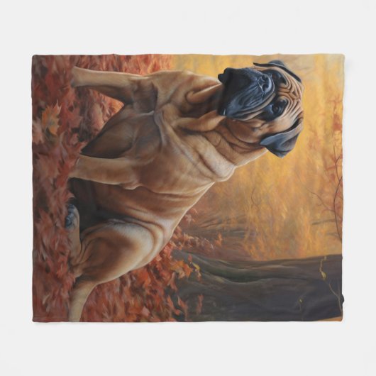 Couverture Polaire Bullmastiff en automne Feuilles automne Inspire (Devant (Horizontal))