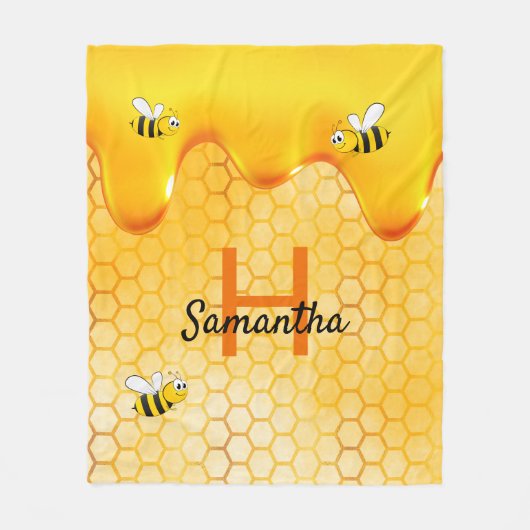 Couverture Polaire Bumble abeilles miel nid d'abeille nom goutte à go (Devant)