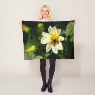 Couverture Polaire Bumblebee et dahlia blanc photo