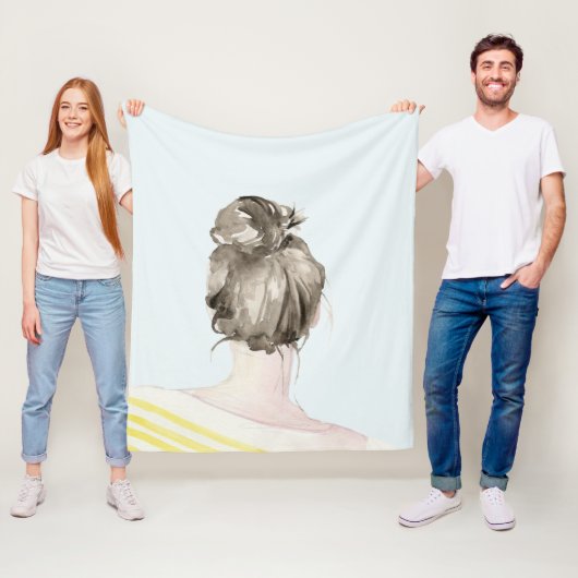 Couverture Polaire Bun de noeud de cheveux Brown (En situation)