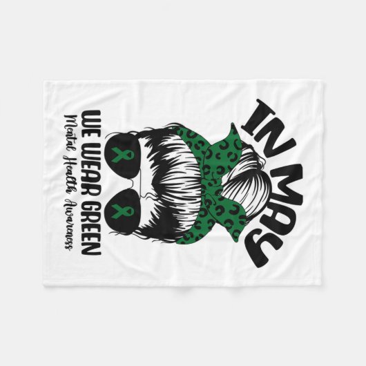 Couverture Polaire Bun En Mai Nous Portons Vert Santé Mentale Sensibi (Devant (Horizontal))