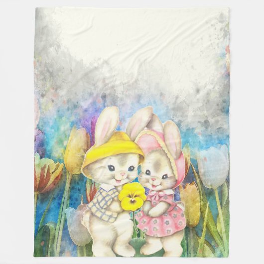 Couverture Polaire Bunnies d'aquarelle (Devant)