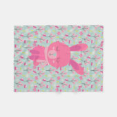 Couverture Polaire Bunnies et fleurs roses (Devant (Horizontal))