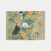 Couverture Polaire Bunnies mignons aux fleurs de jonquille Antique Pâ (Devant (Horizontal))