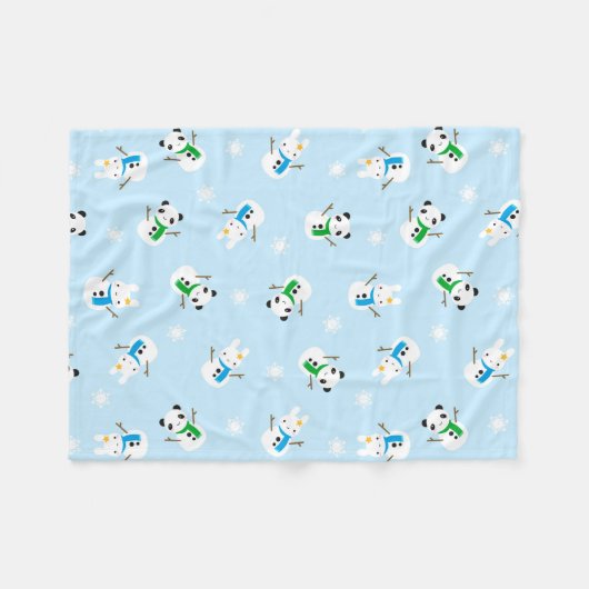 Couverture Polaire Bunnies Neige & Pandas Neige (Devant (Horizontal))