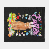Couverture Polaire Bunny Abyssinian Chat Happy Pâques (Devant (Horizontal))