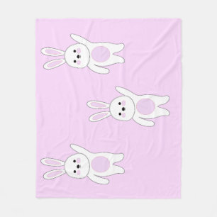 Couverture Polaire Bunny. Blanc et rose.