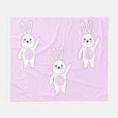 Couverture Polaire Bunny. Blanc et rose. (Devant (Horizontal))