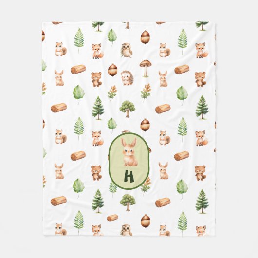 Couverture Polaire Bunny Forest Friends Cute Woodland (Devant)