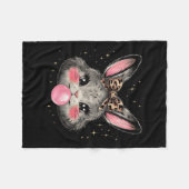 Couverture Polaire Bunny Rabbit Face Leopard Coquette Bow Pâques Jour (Devant (Horizontal))