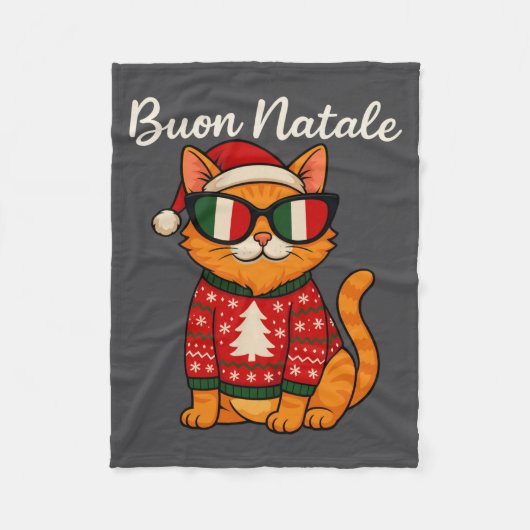 Couverture Polaire Buon Natale Italian Cat Christmas, Italy Pride Hol (Devant)