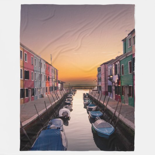 Couverture Polaire Burano Italie Au Sun Set Fleece Blanche (Devant)