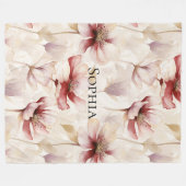 Couverture Polaire Burgundy Crème Lavande Fleur Mariage (Devant (Horizontal))