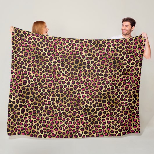 Couverture Polaire Burgundy et Gold Leopard Series Design 2 (En situation)