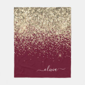 Couverture Polaire Burgundy Gold Glitter Girly Monogram Glam (Devant)