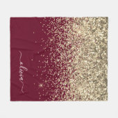 Couverture Polaire Burgundy Gold Glitter Girly Monogram Glam (Devant (Horizontal))