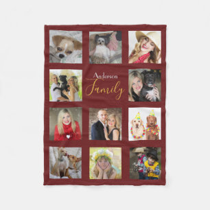 Couverture Polaire BURGUNDY Photo Blanket Collage Instagram Nommé