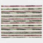 Couverture Polaire Burgundy Red Green Cream Stripes Christmas (Devant (Horizontal))