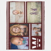 Couverture Polaire Burgundy Stripes Multiples Photos Personnalisées M (Devant)