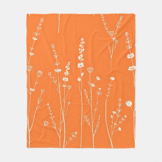 Couverture Polaire Burnt Orange Wildflower Minimal Pattern (Devant)