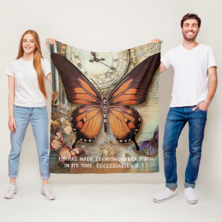 Couverture Polaire Butterfly Clock Fleece Blanket Ecclesiastes 3:11 