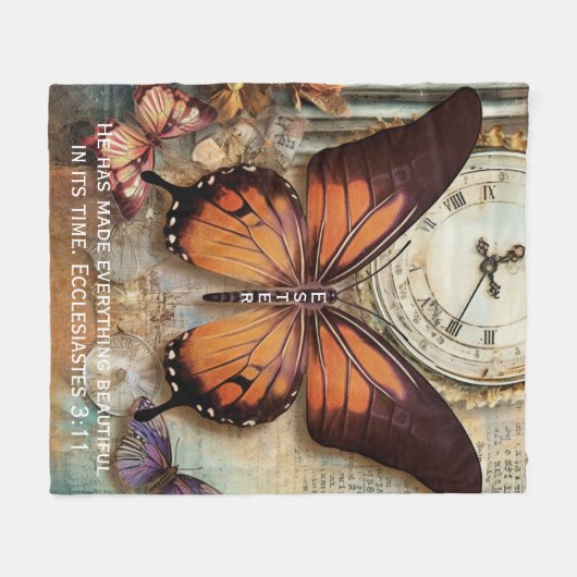 Couverture Polaire Butterfly Clock Fleece Blanket Ecclesiastes 3:11  (Devant (Horizontal))