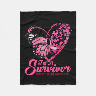 Couverture Polaire Butterfly Heart I'm A Survivor Breast Cancer Aware