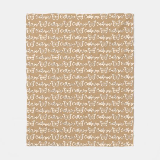 Couverture Polaire Butterfly tendance Custom Calligraphy Nom Camel (Devant)