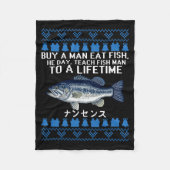 Couverture Polaire Buy A Man Eat Fish Funny Ugly Christmas Sweaters L (Devant)