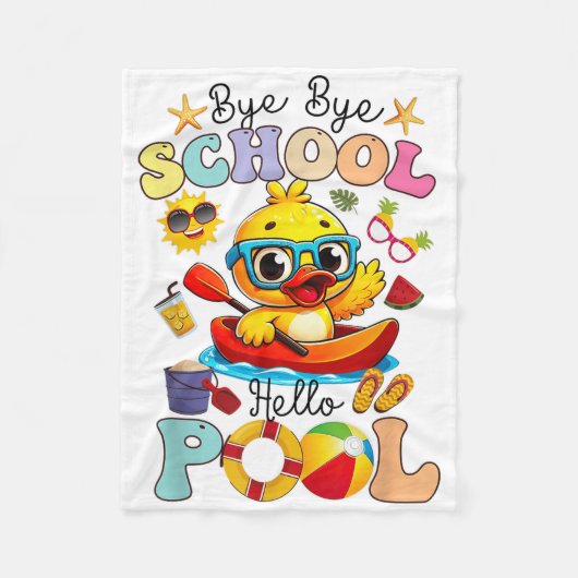 Couverture Polaire Bye Bye School Hello Pool Summer Break Funny Duck (Devant)