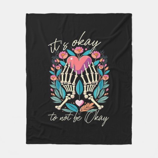 Couverture Polaire Ça Ne Va Pas - Squelette Mains Avec Coeur (Devant)