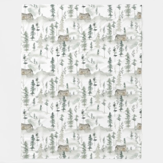 Couverture Polaire Cabine aquarelle dans le Motif Woods (Devant)